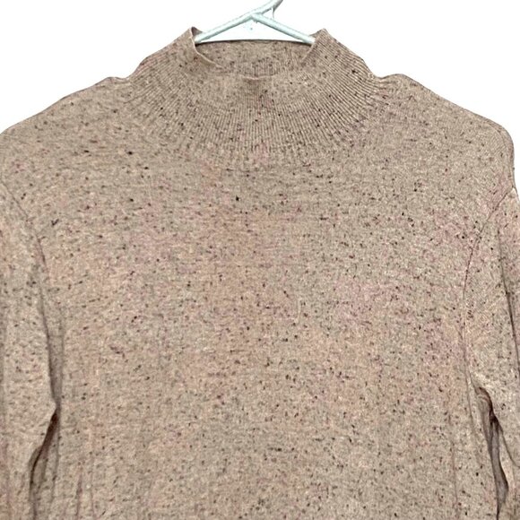 J Jill Mock Neck Pullover Sweater Womens XS Beige Speckled Light Academia Preppy - Picture 2 of 4